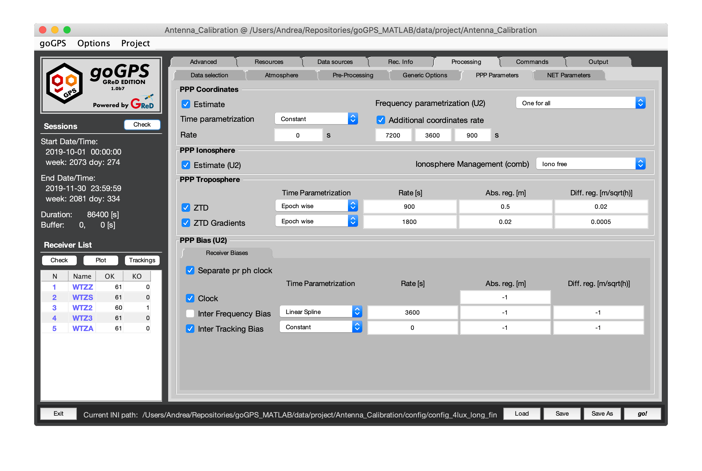 goGPS Parametrization PPP