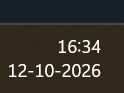 system clock showing 16:34 12-10-2026