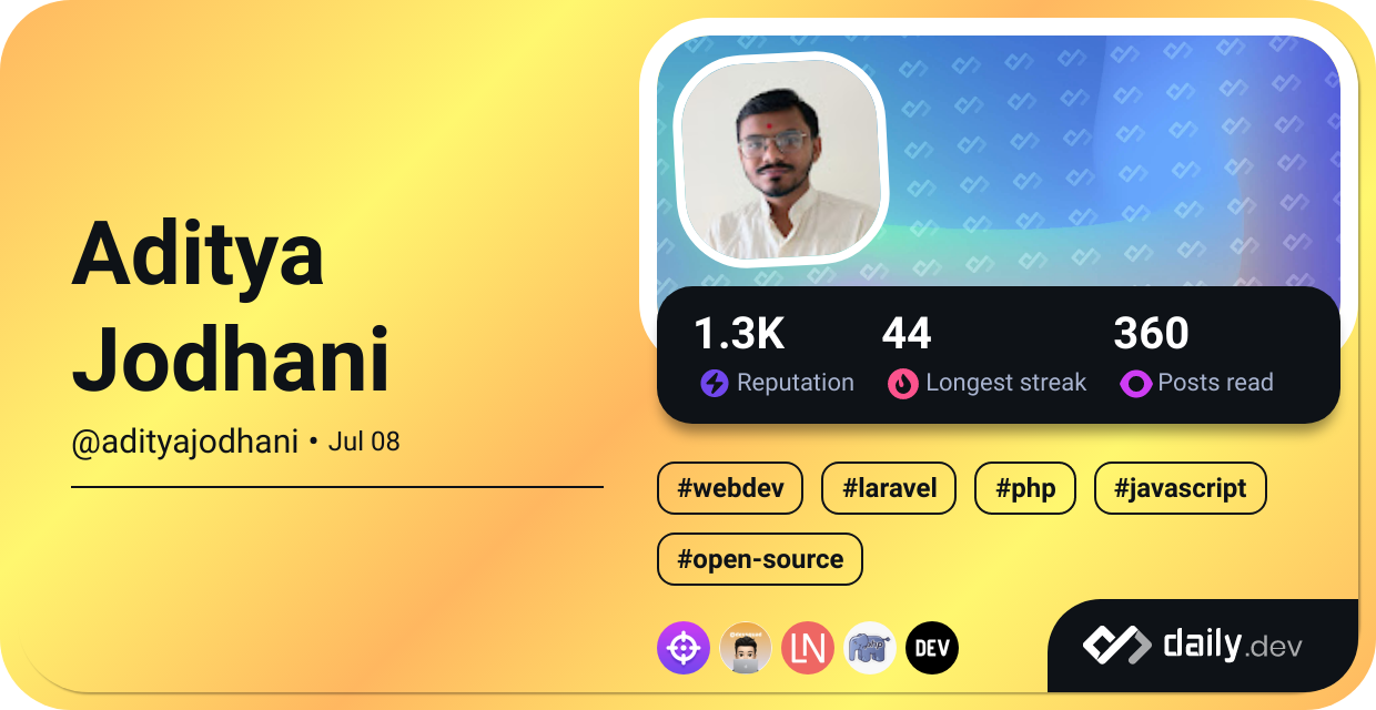 Aditya Jodhani's Dev Card