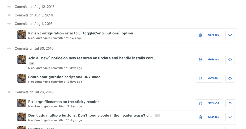 Collapsable commits