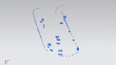 Gif of a rotating point cloud showing the inside features of a mirror cap, including intricate details and features.