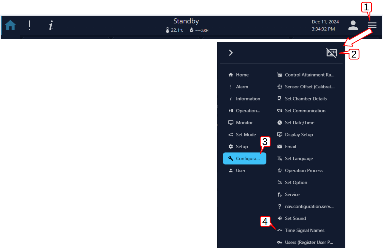 Accessing Time Signal Setting