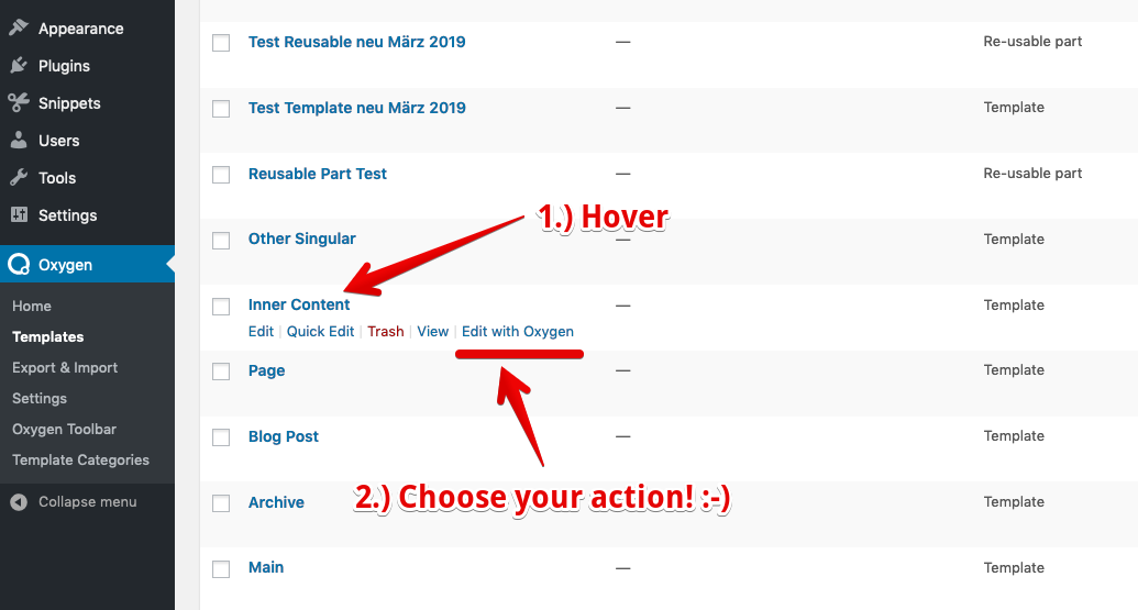 Optional Row Action "Edit with Oxygen" for a smarter, faster workflow