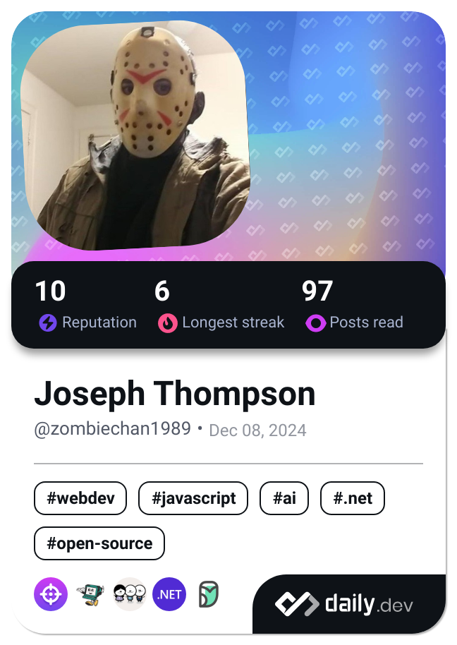 Joseph Thompson's Dev Card