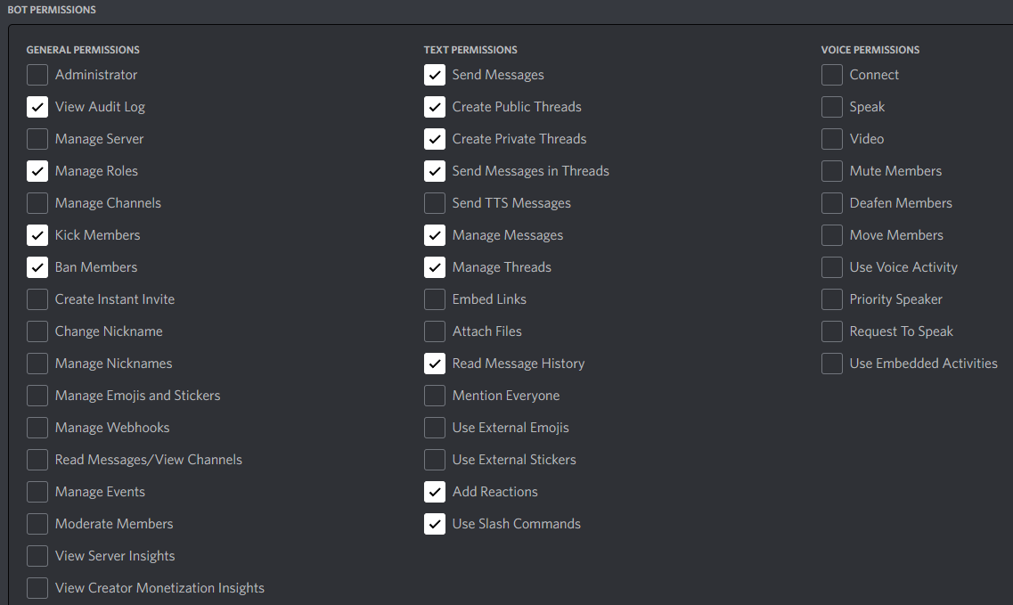 Bot permissions
