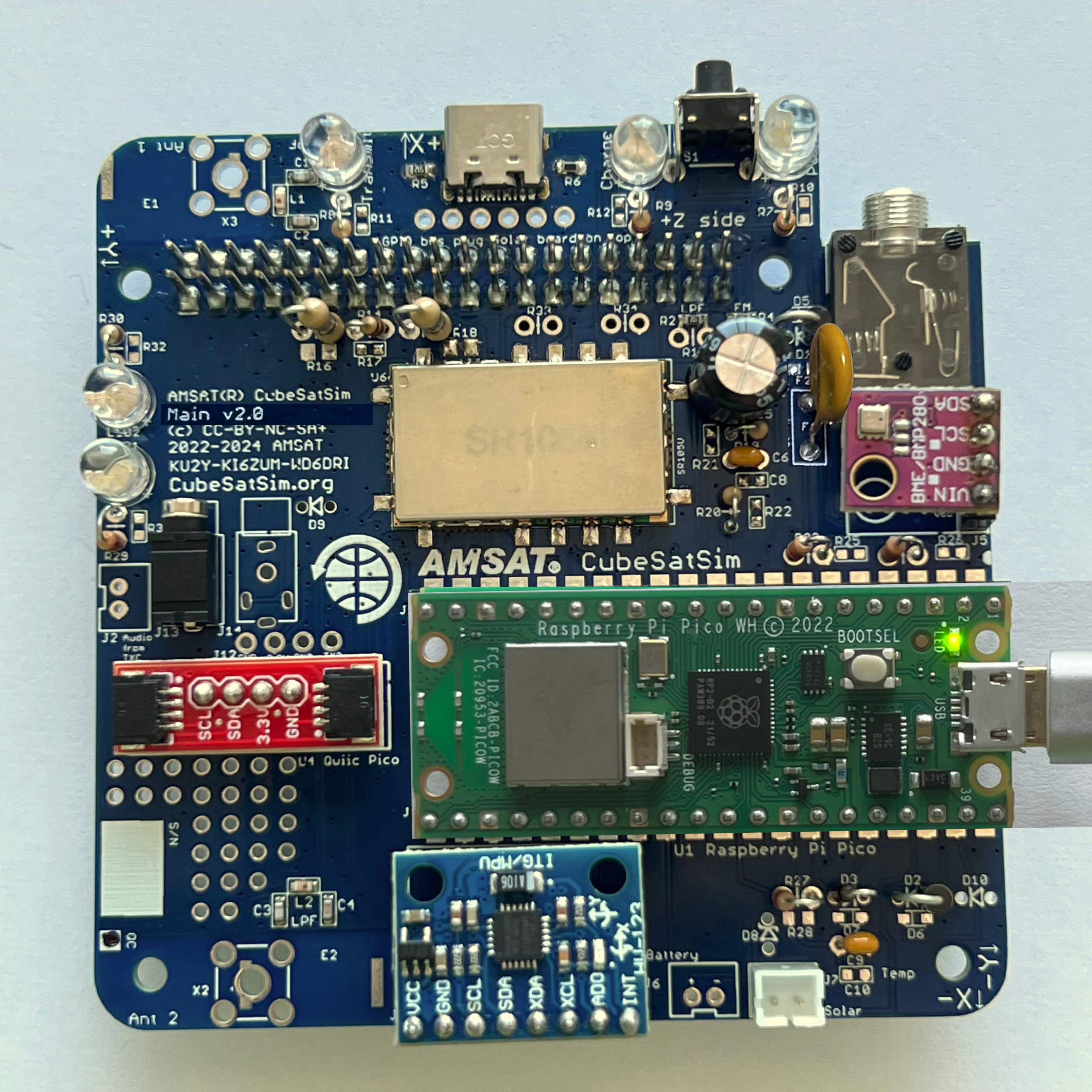 Main Board powered through the micro USB cable connected to the Pico