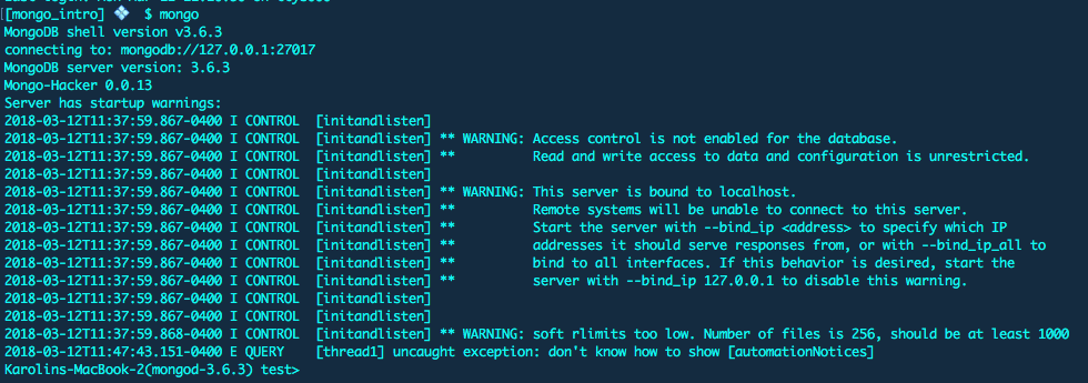 mongo running successfully