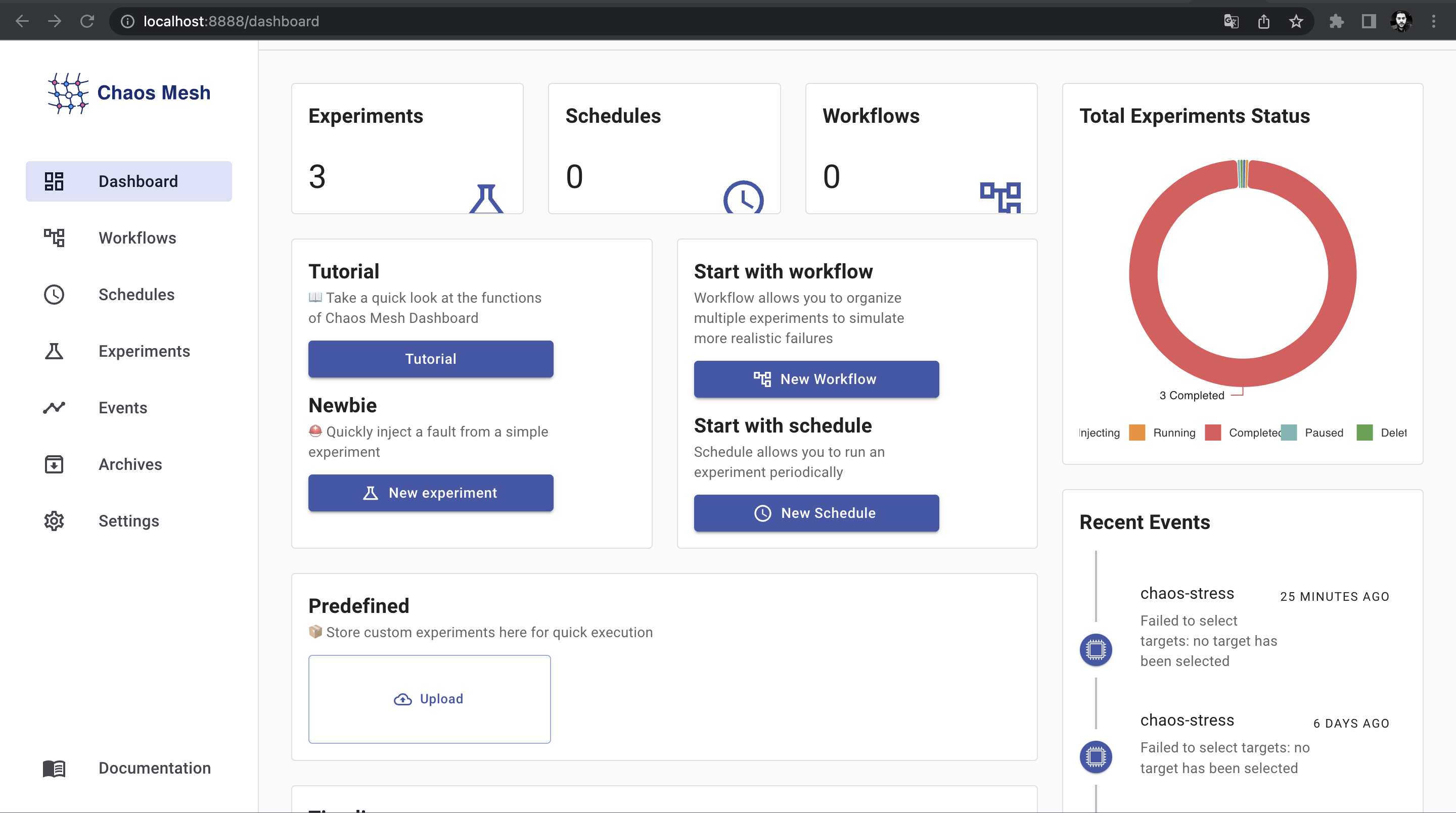 Chaos Mesh Dashboard