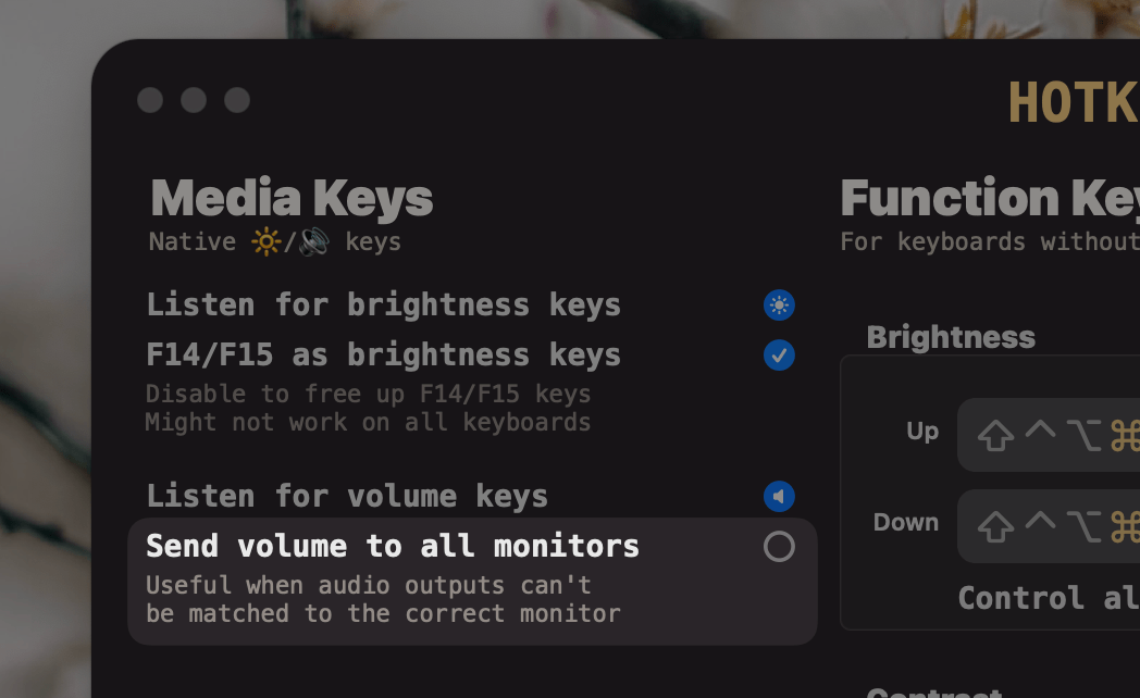 send volume to all monitors setting