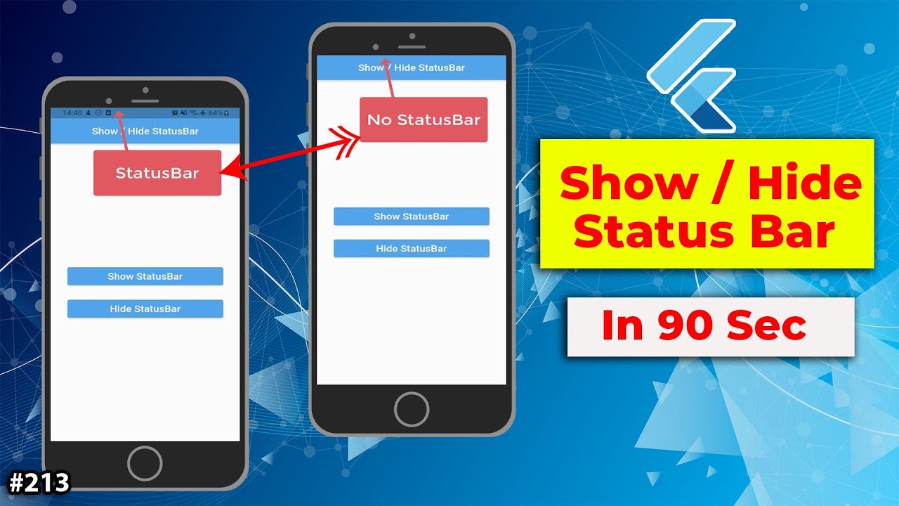 Flutter Tutorial - Show / Hide Status Bar In 90 Seconds YouTube video