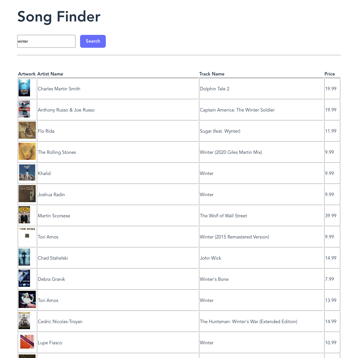 React Song Finder