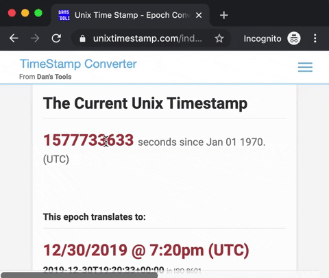 Convert seconds from epoch to time and copy