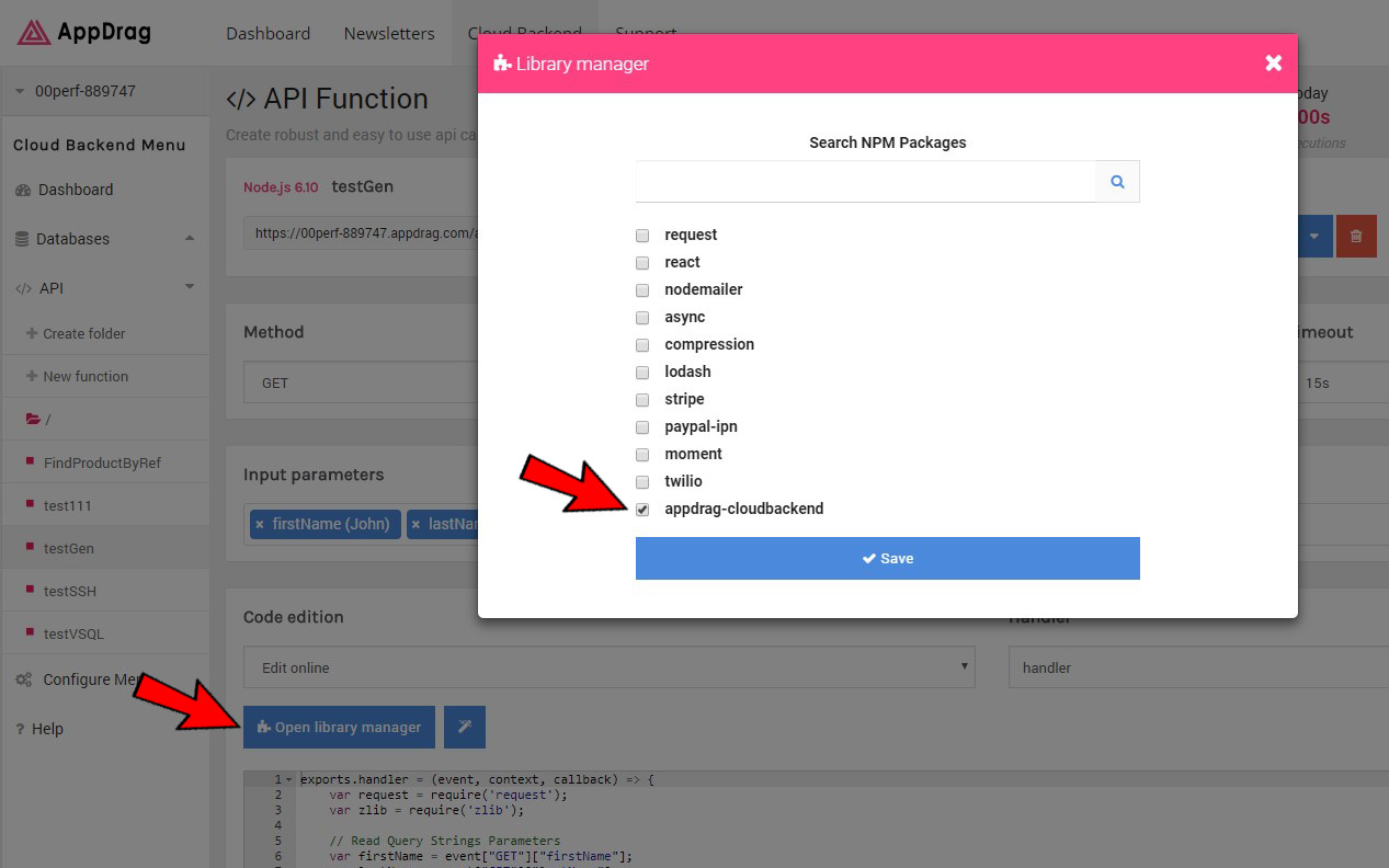 CloudBackend API Dashboard