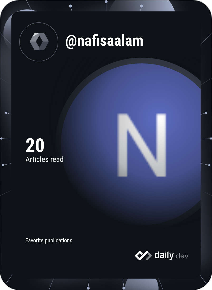 Nafisa Alam's Dev Card