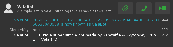 ValaBot running