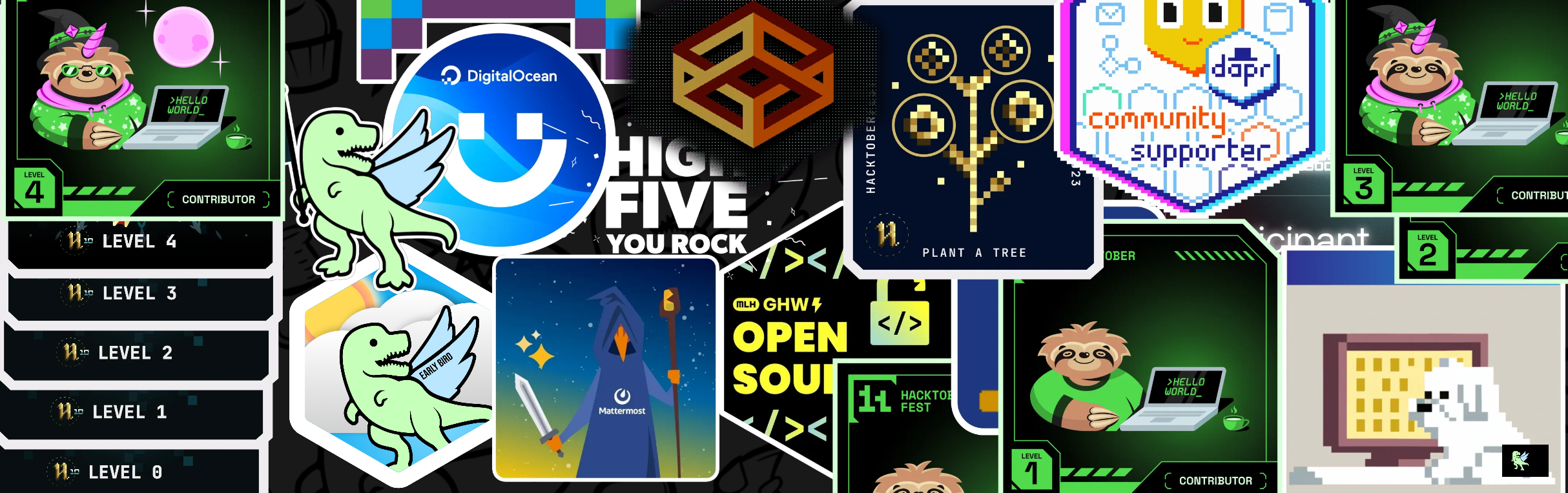 An image of @abhithemodder's Holopin badges, which is a link to view their full Holopin profile