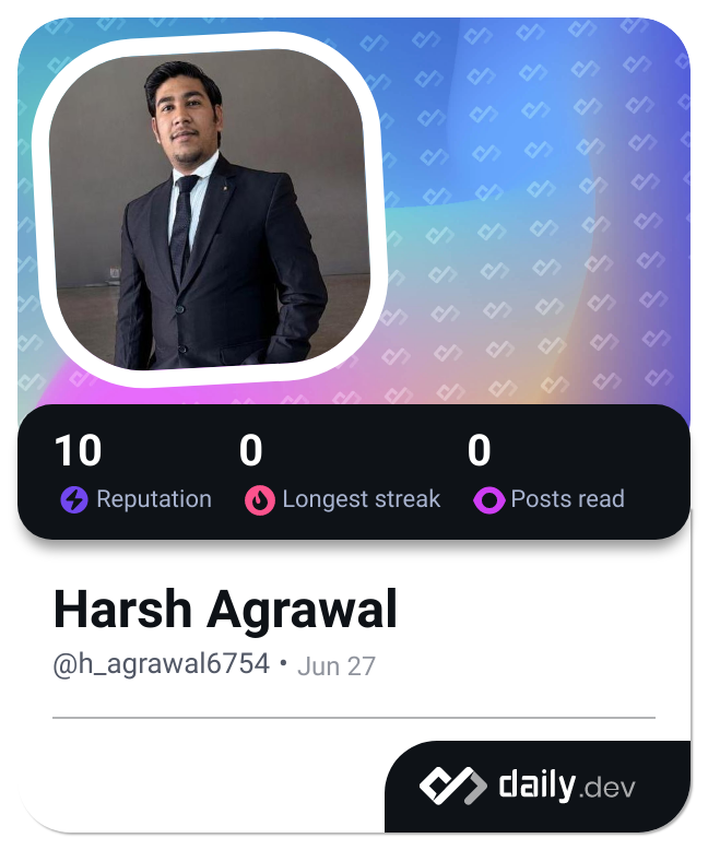 Harsh Agrawal's Dev Card