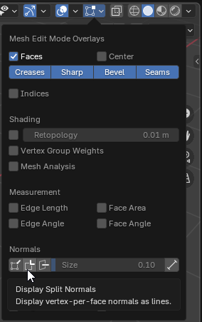 Enabling display of split normals