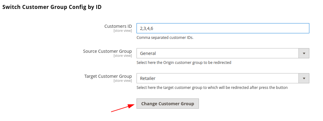 change customer groups by customer id