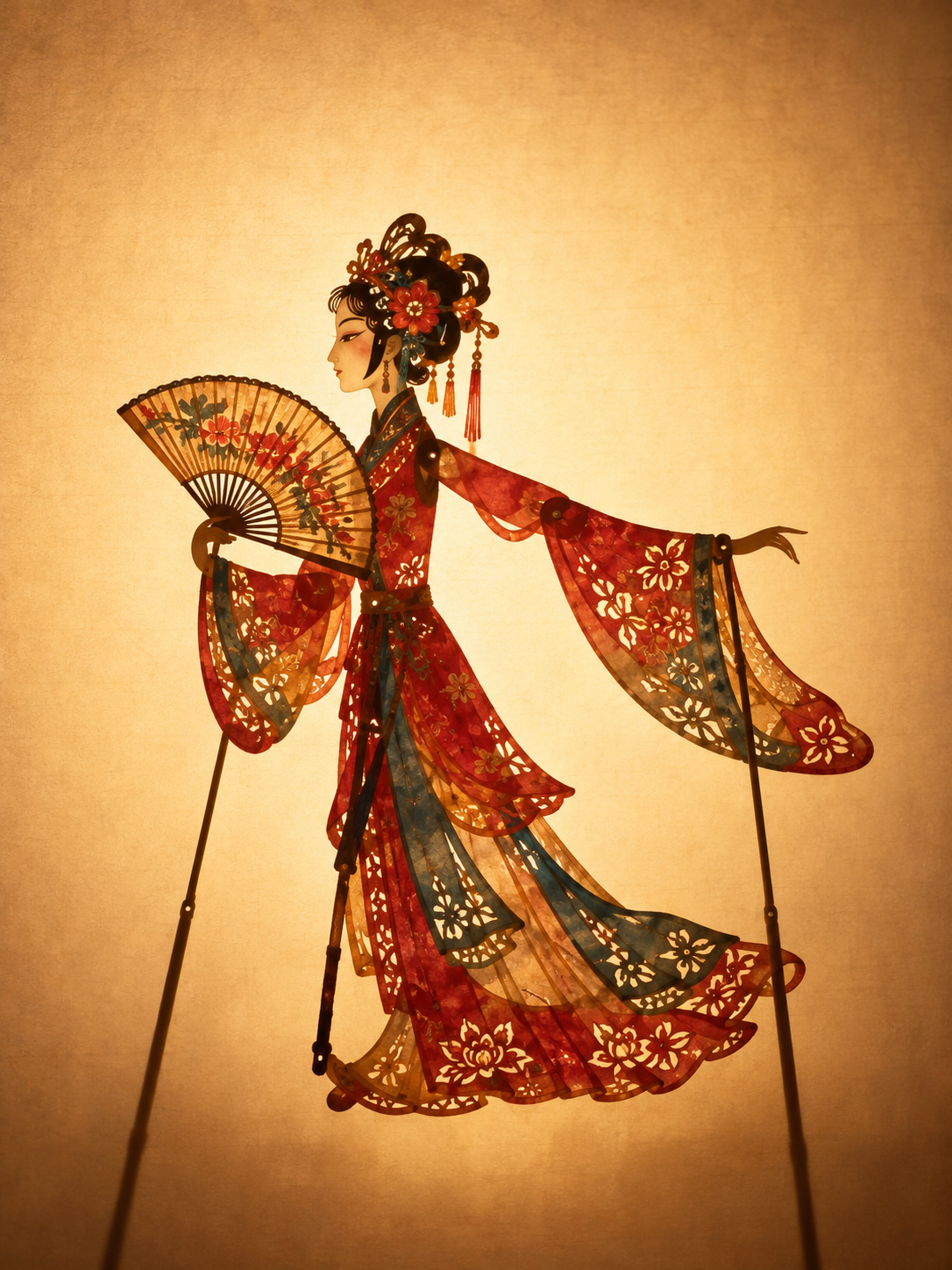 23 皮影彩染：持扇女伶