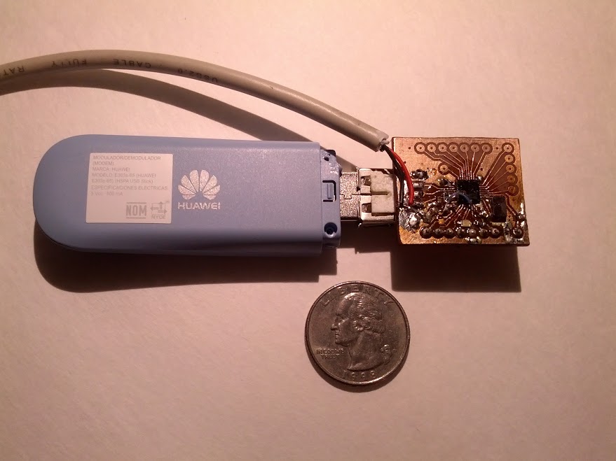 Miniature KL25Z64 USB Host with E303 GSM Dongle