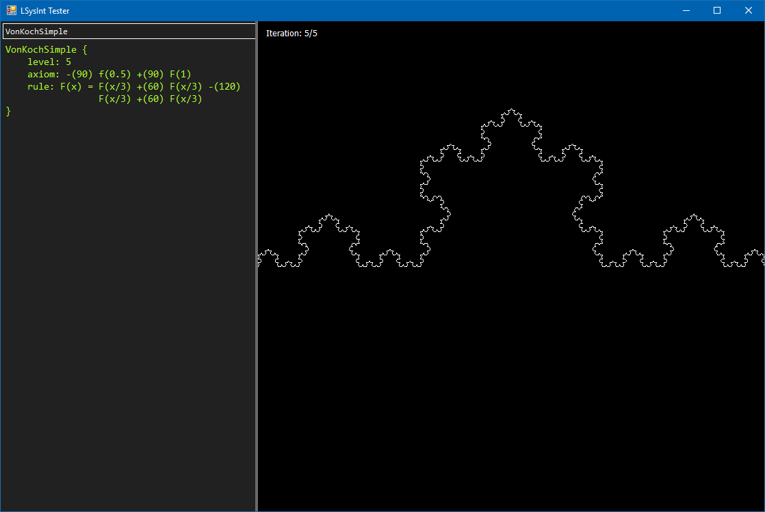 LSysInt rendering the Helge von Koch curve