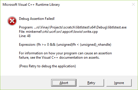 Failure dialog