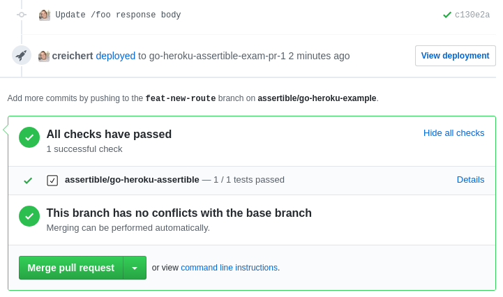 Assertible GitHub Status Check