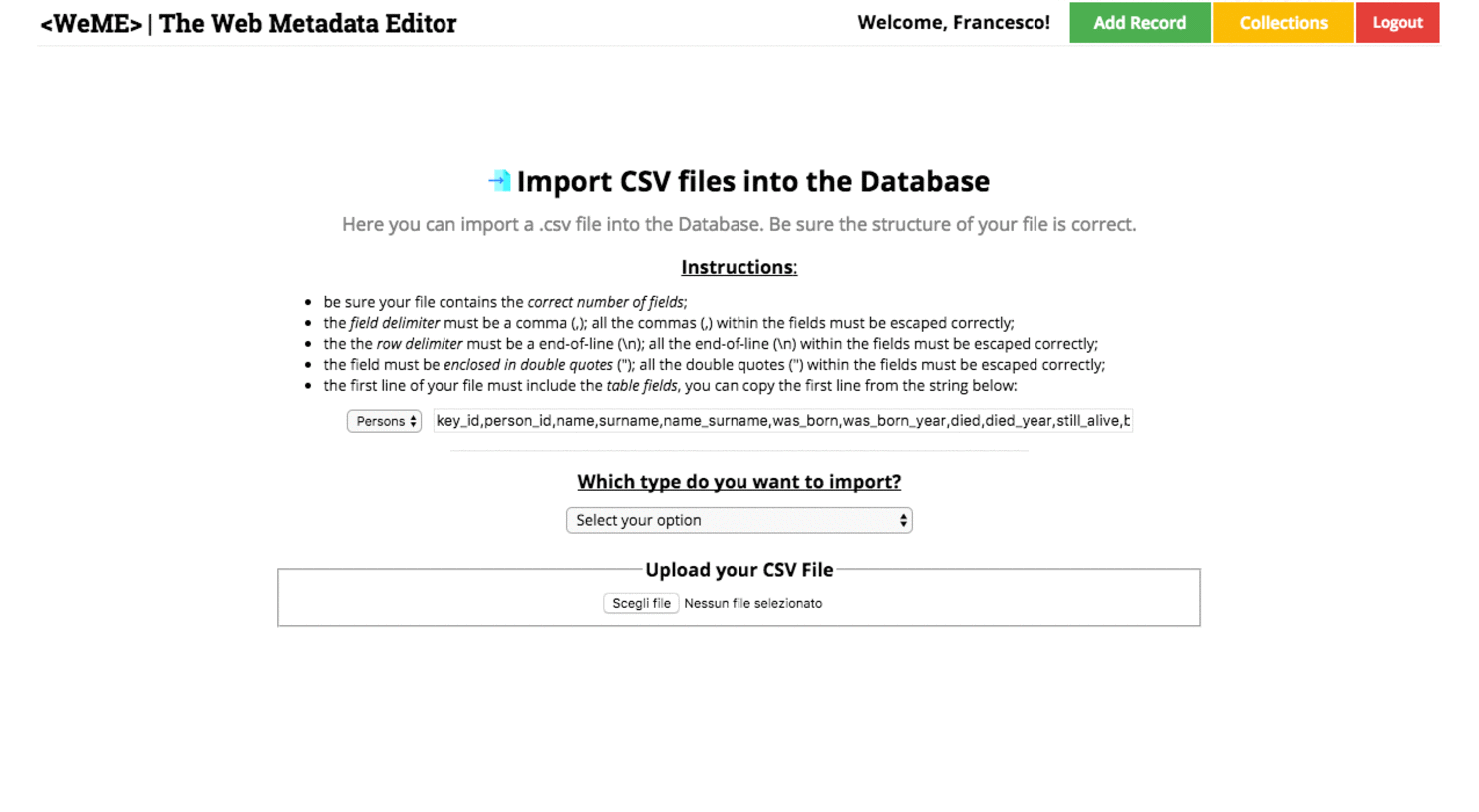 WeME Import Page