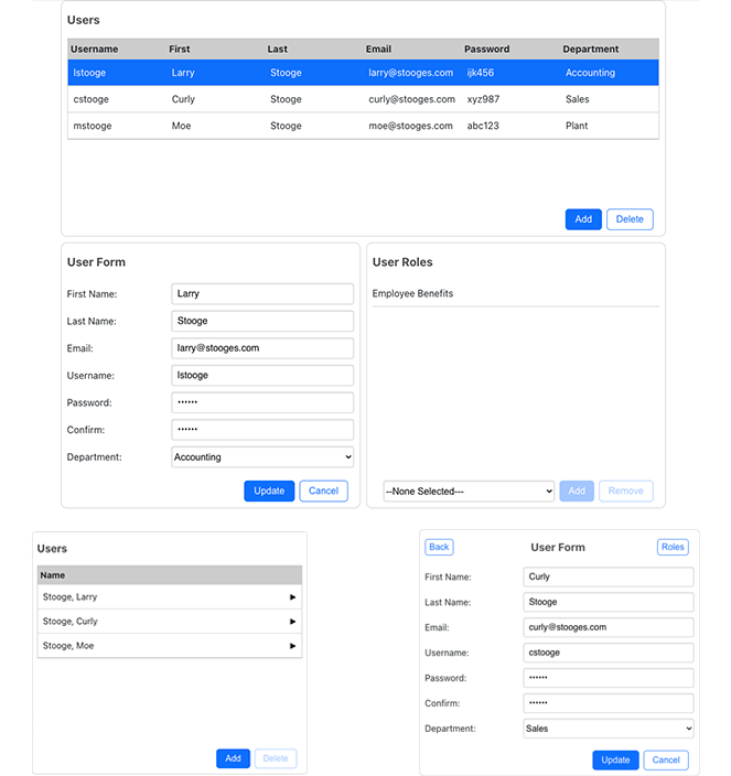 PureMVC JavaScript Demo: Employee Admin