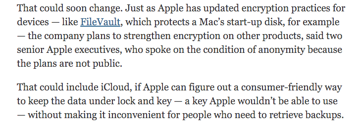 Apple might pursue iCloud encryption