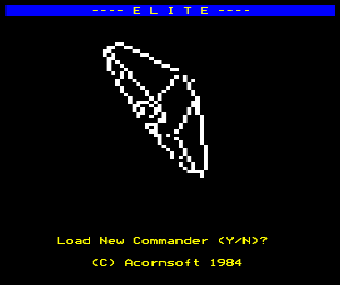 Screenshot of the Teletext Elite title screen