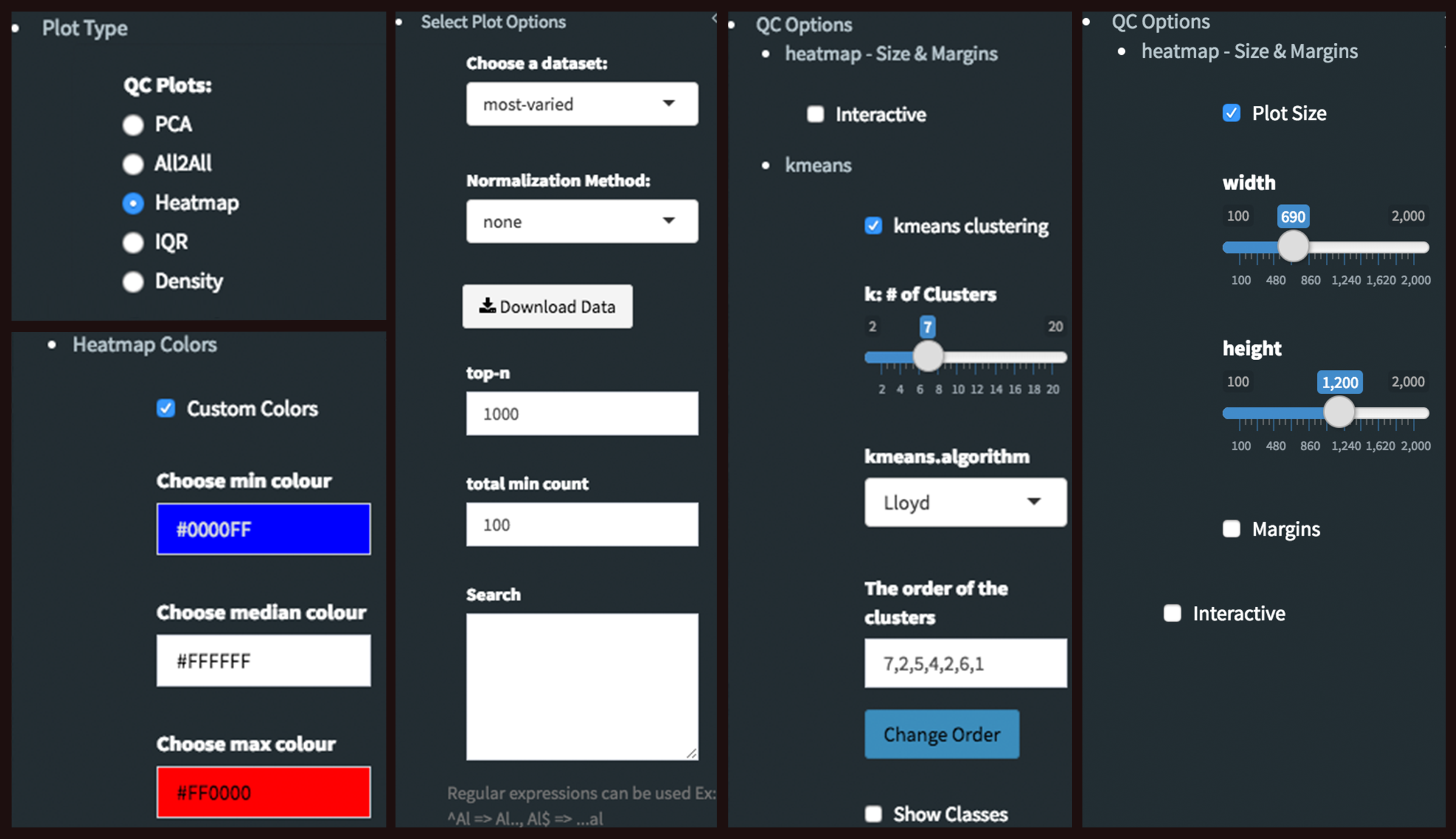 Figure 36. example heatmap menu