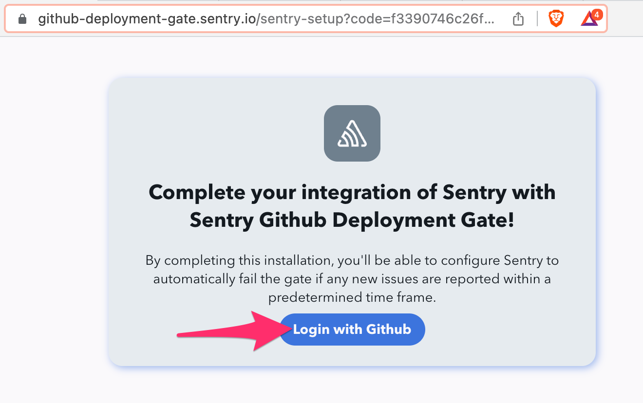 Screenshot of github deployment gate configuration app login screen