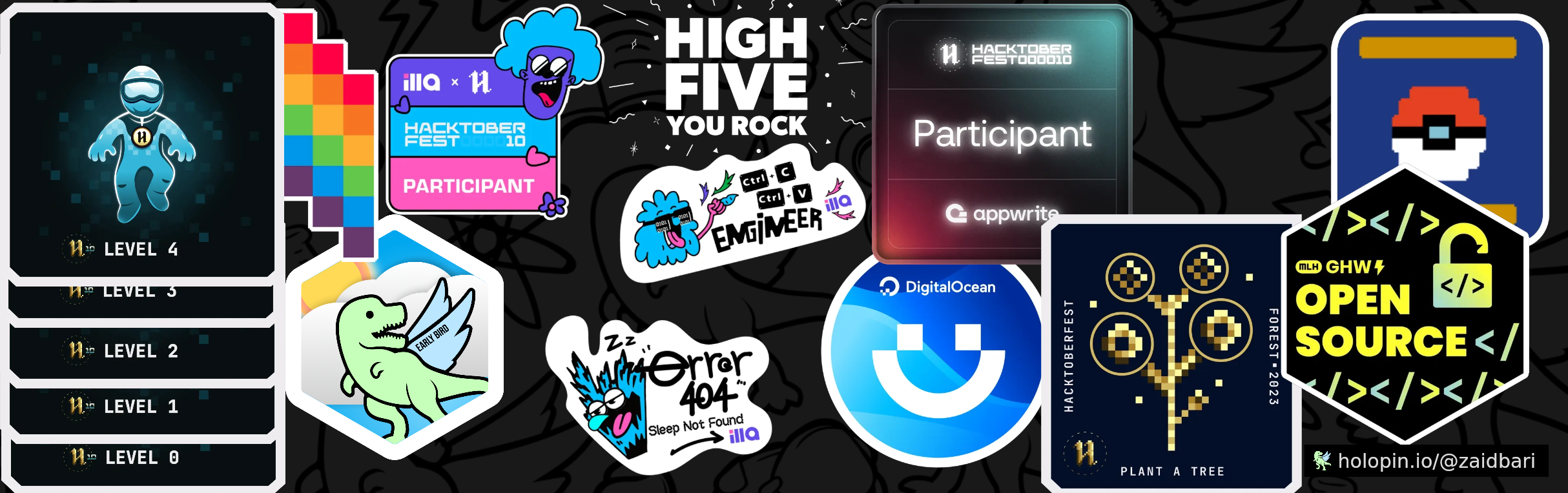 An image of @zaidbari's Holopin badges, which is a link to view their full Holopin profile