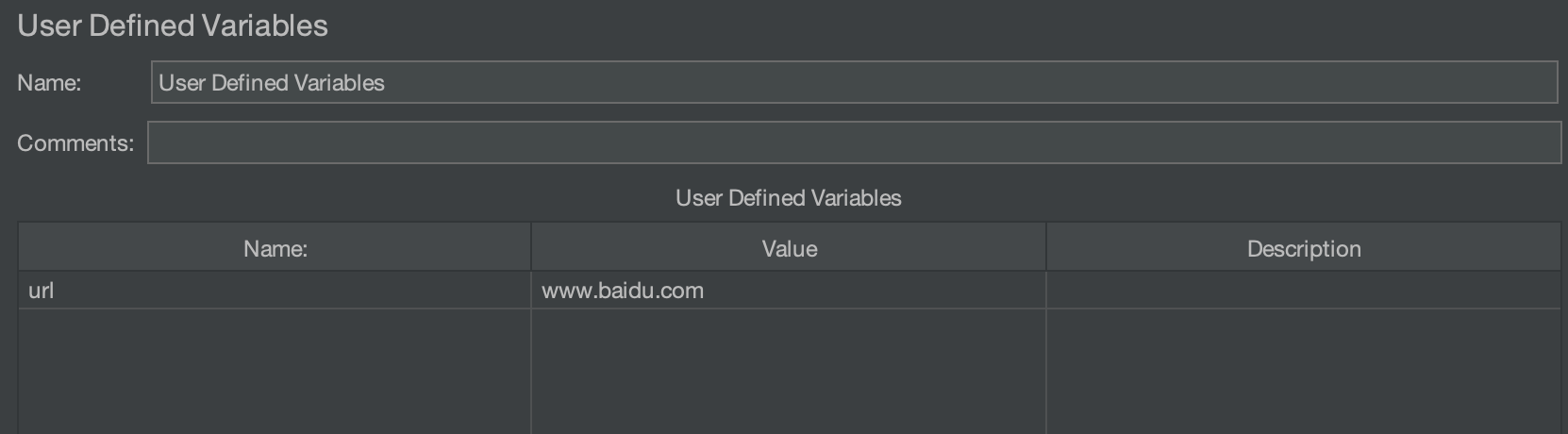 JMeter User Defined Variables