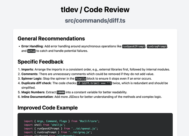 tldev code review