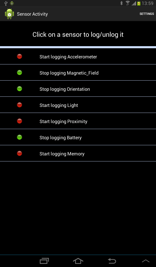 Sensors Logging