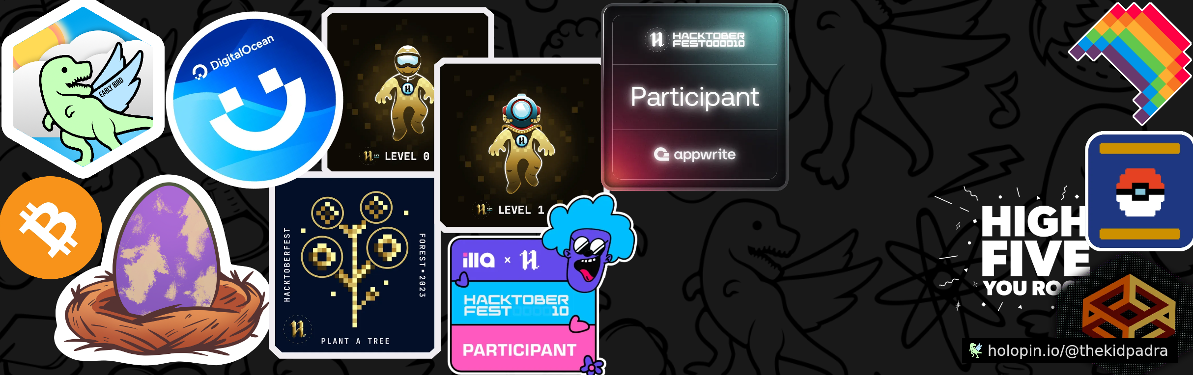 An image of @thekidpadra's Holopin badges, which is a link to view their full Holopin profile