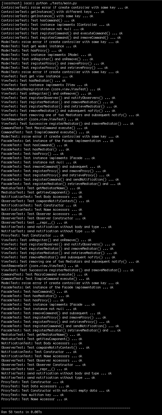 PureMVC Python MultiCore Unit Tests