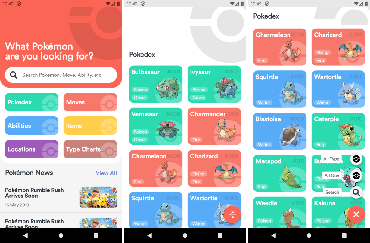 Pokedex layout.