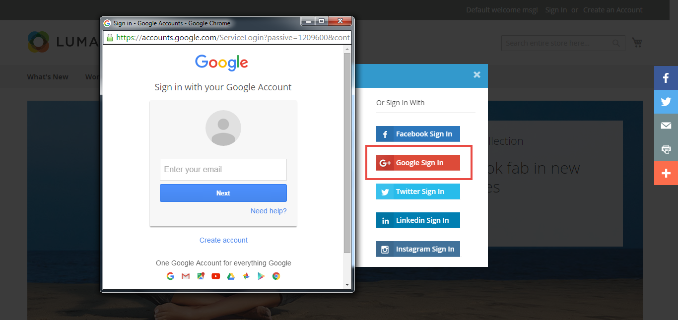 Magento 2 login using Google