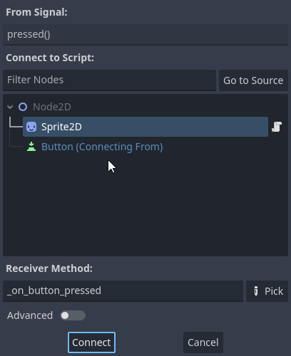 node connection window