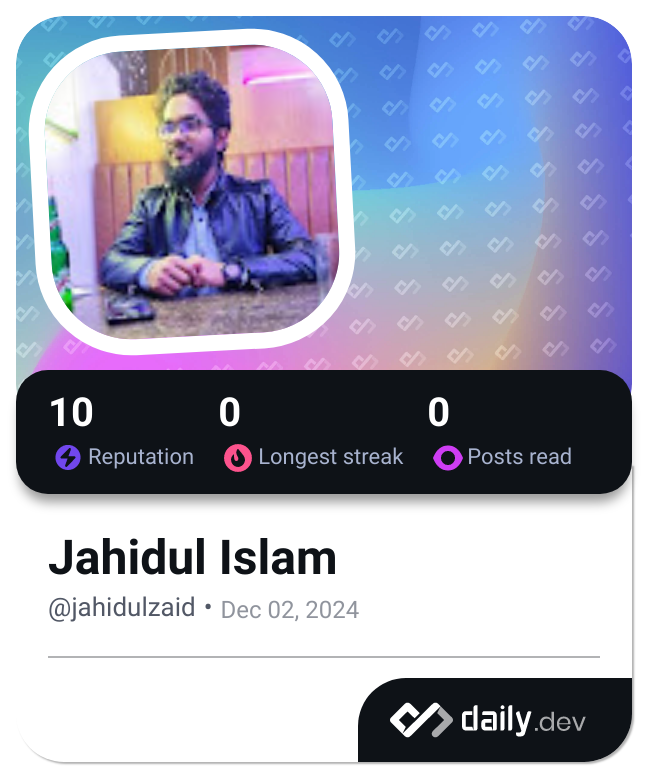 Jahidul Islam's Dev Card