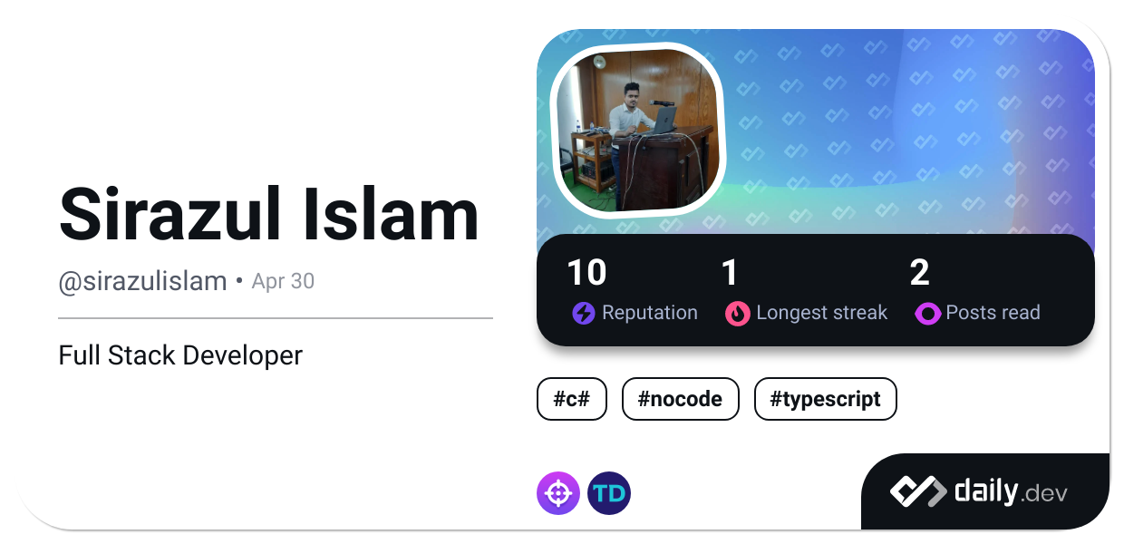 Sirazul Islam's Dev Card