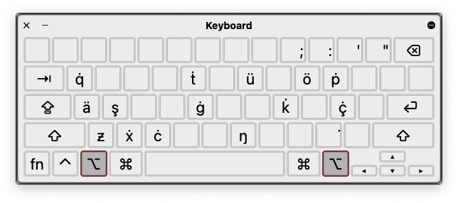 Chechen Latin Layout - QWERTY with Option