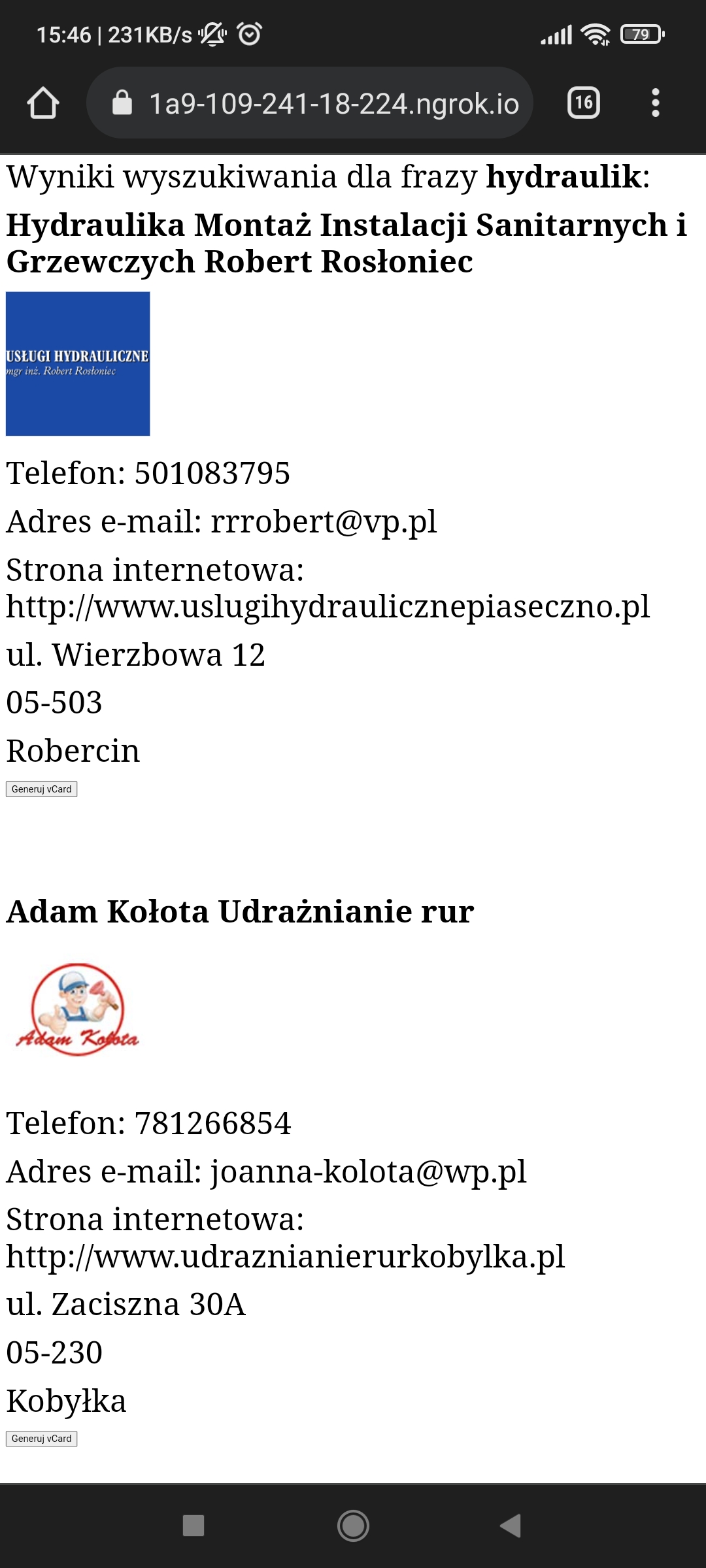 Lista wyników