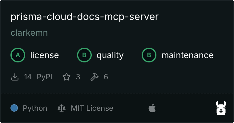 GitHub - clarkemn/prisma-cloud-docs-mcp-server: MCP server for asking ...