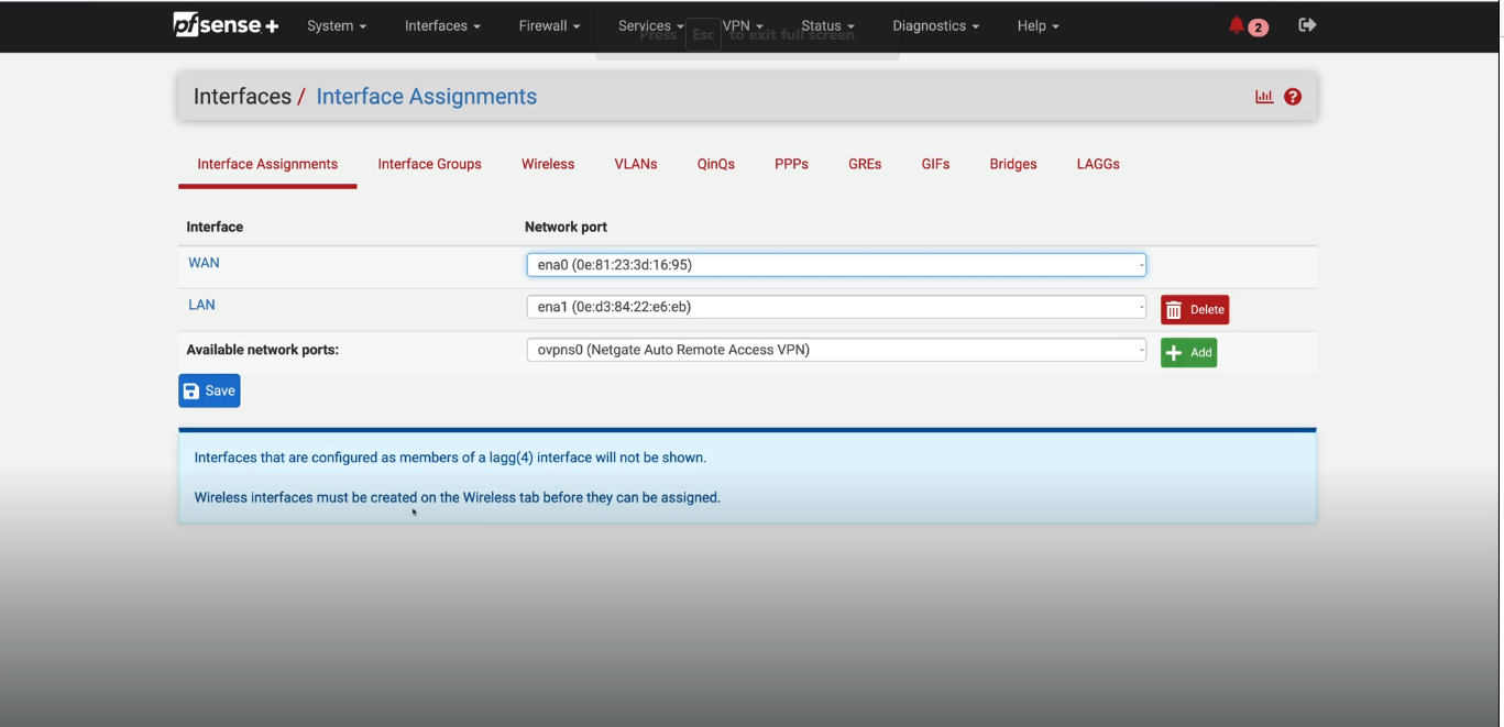 Interface Assignments