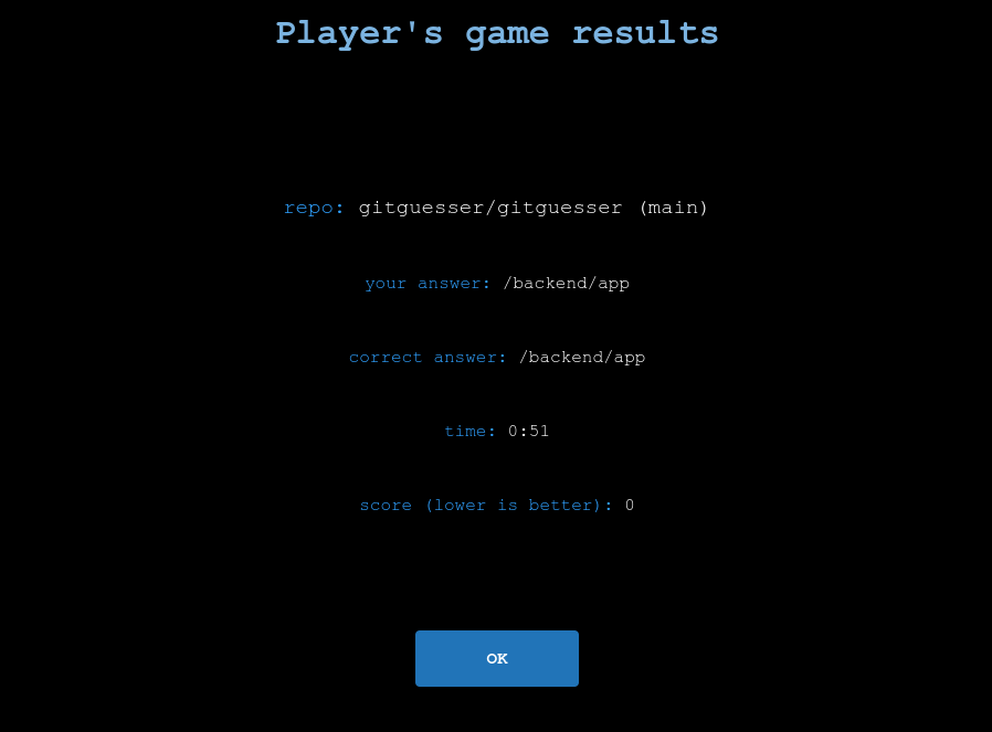 Game results Screenshot